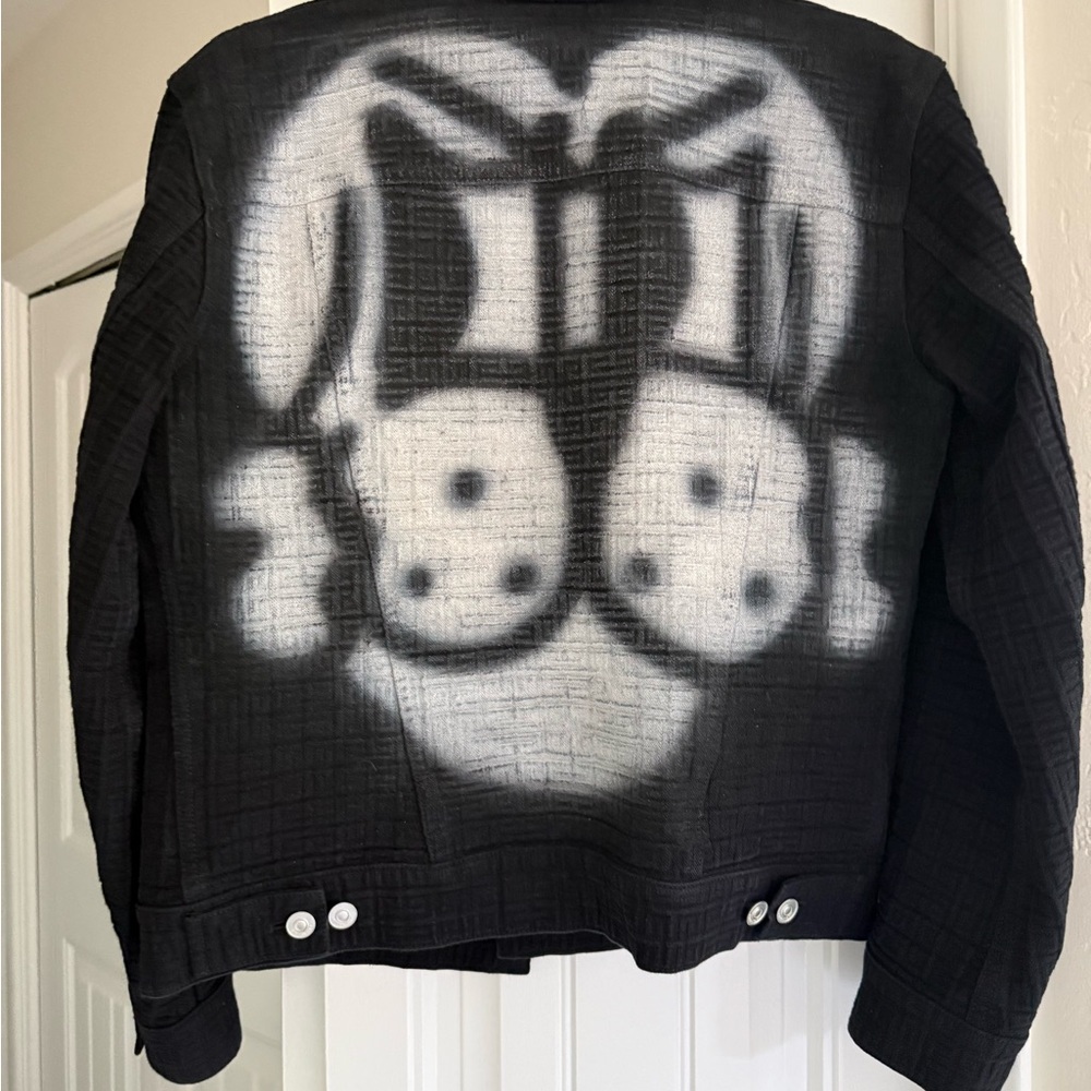 Givenchy x Chito collab Black Jean Jacket with hand painted art on the back